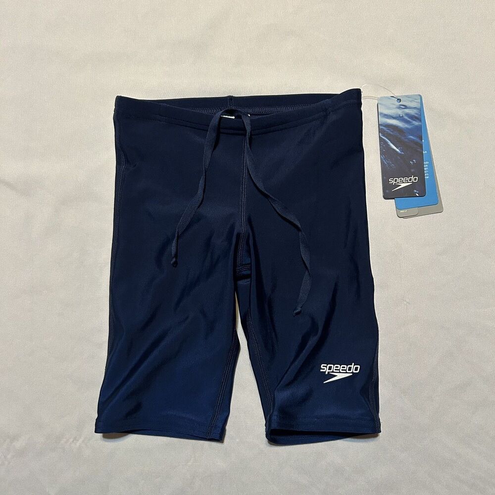 NWT Speedo Boys Team Navy Swimsuit Short Pro LT Size 24 Pull On Swimwear Bottom
